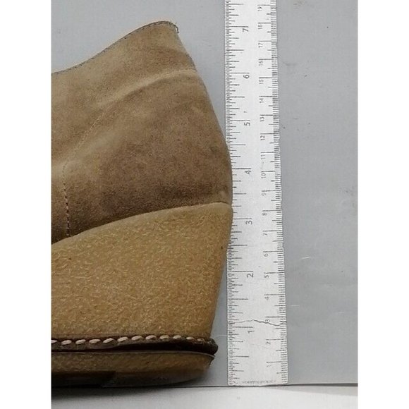 J. Crew Womens Ankle Boots Beige Suede Lace Up Bootie Shoe Wedge Heel 7.5 - Picture 8 of 11